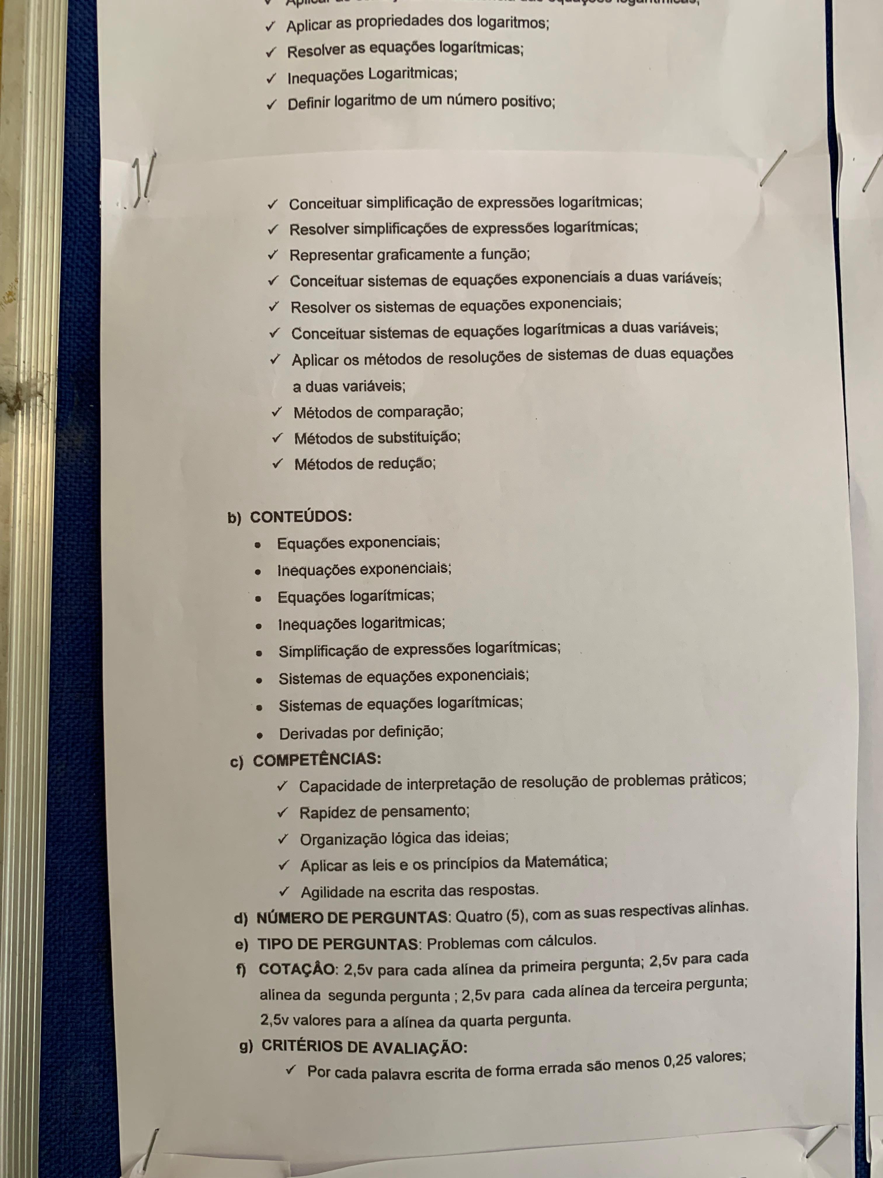 Matriz de Matemática